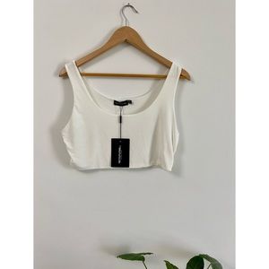Prettylittlething Cream Slinky Low Scoop Neck Crop Top